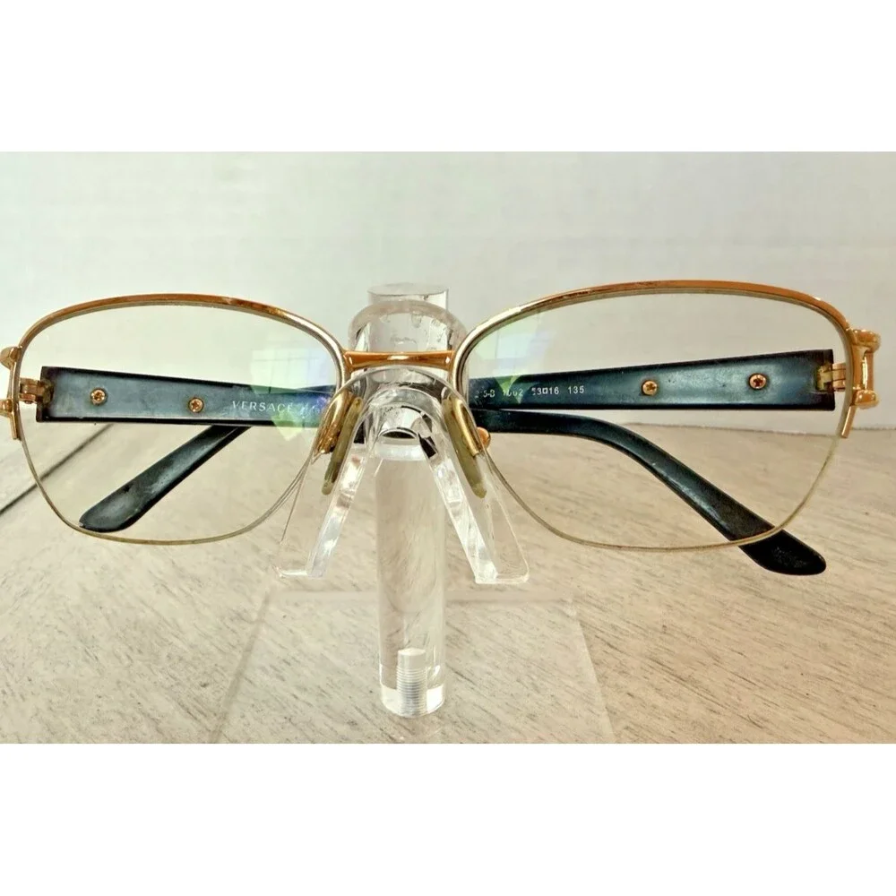Versace MOD 1215-B 1002 Eyeglasses Half Rim Black Gold Italy 53-16-135 Luxottica
